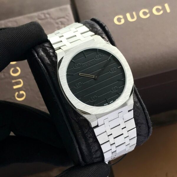 Gucci 25th thin 38mm Stainless Steel Black Dial Mens Watch